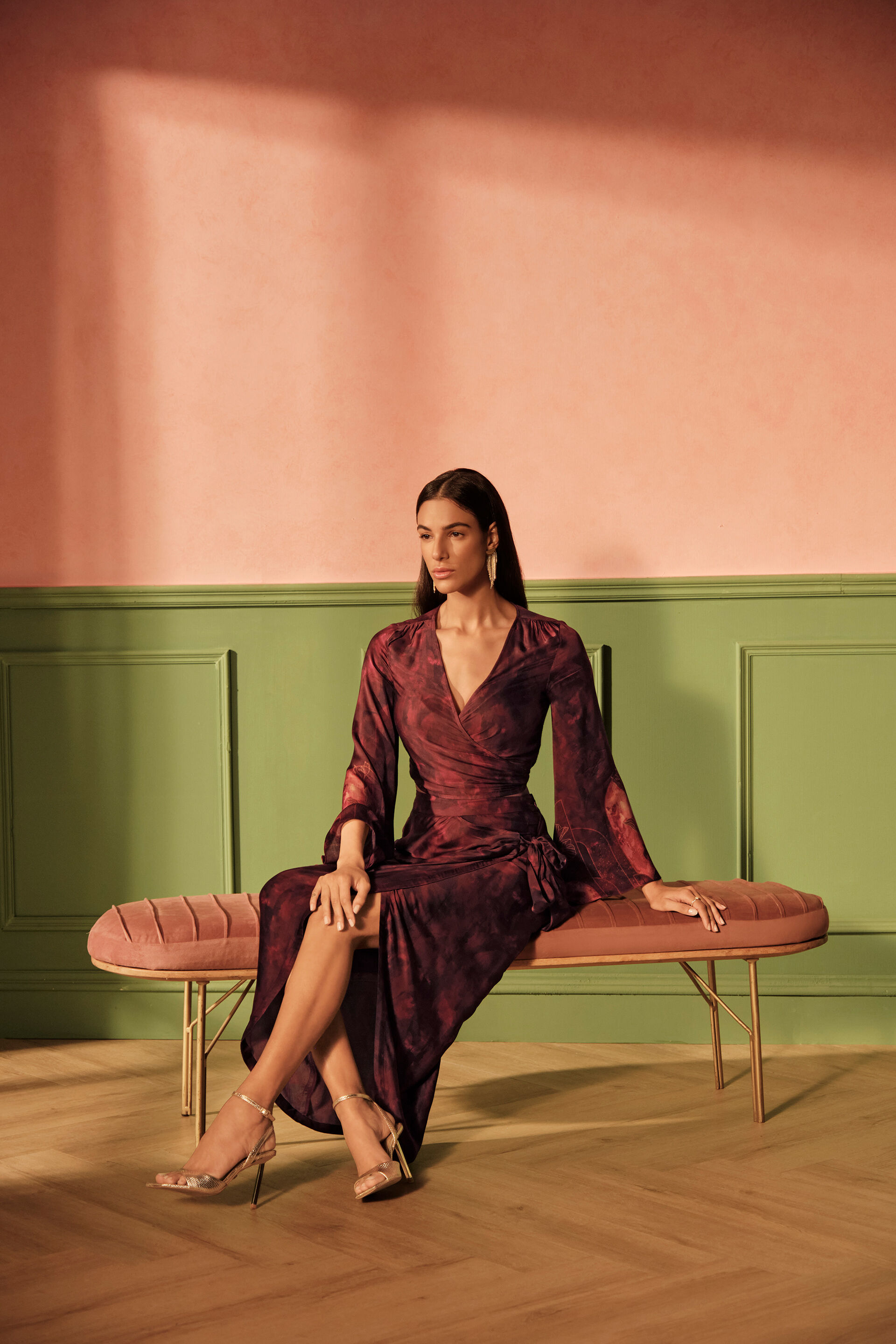 Scarlet Skies Two-Piece Viscose Set, Wine, image 2